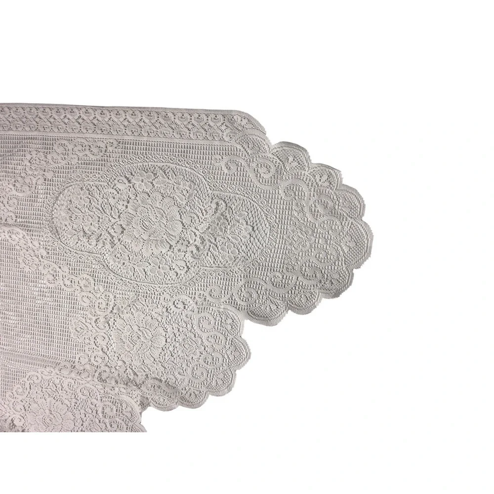 Pair Vintage Sear Swag Valances White Lace Short Curtains Left & Right Scalloped